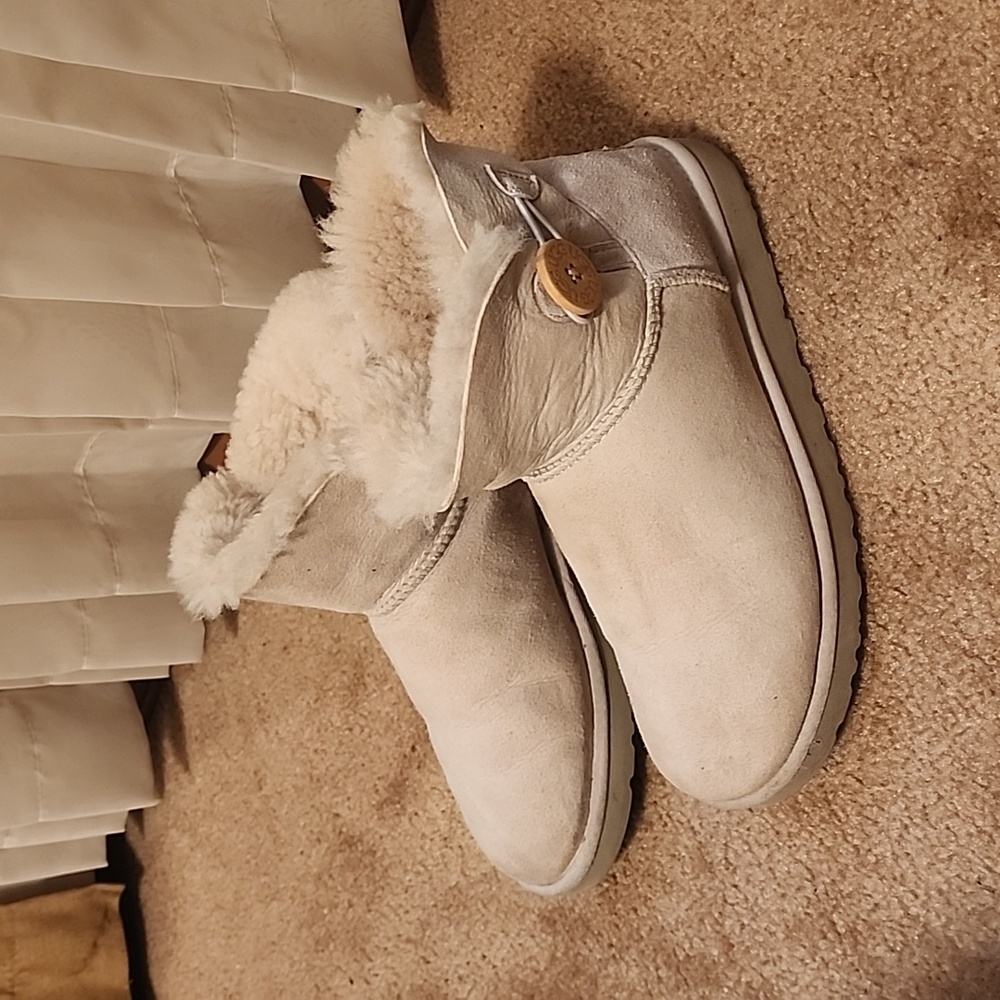UGG Cream Winter Boots with Button Detail